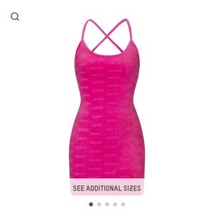 Skims Logo Velour Slip Dress